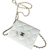 Chanel Classic Flap Card Holder on Chain Quilted Caviar Black