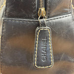 Chanel Vintage Black Leather Wild Stitch Bowler Shoulder Bag 2001