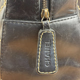 Chanel Vintage Black Leather Wild Stitch Bowler Shoulder Bag 2001