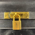 Hermes Black Box Leather Kelly 32 Handbag 1979