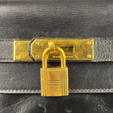 Hermes Black Box Leather Kelly 32 Handbag 1979