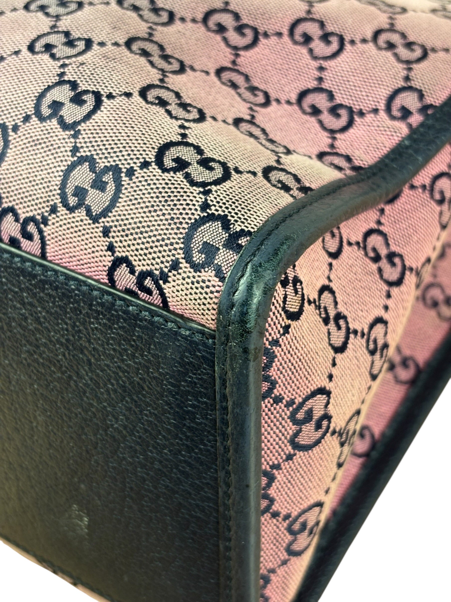 Gucci Bicolor Leather Trim GG Canvas Two-Way Tote Bag