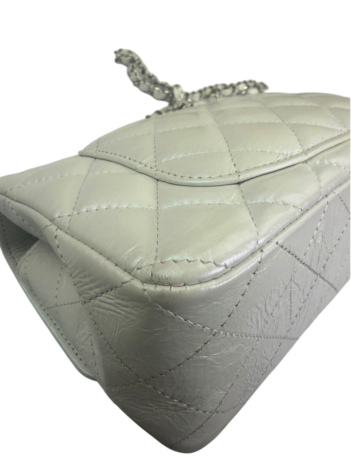 Chanel Metallic White Quilted Calfskin Small Flap Bag 2021