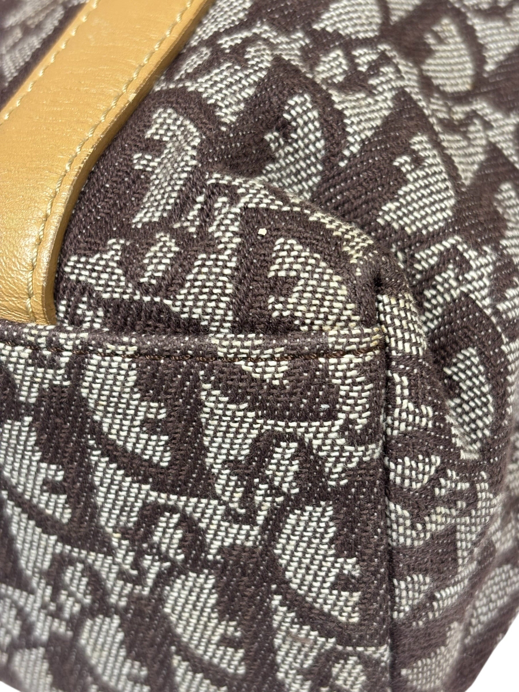 Christian Dior Brown Leather Trim Canvas Trotter Tote