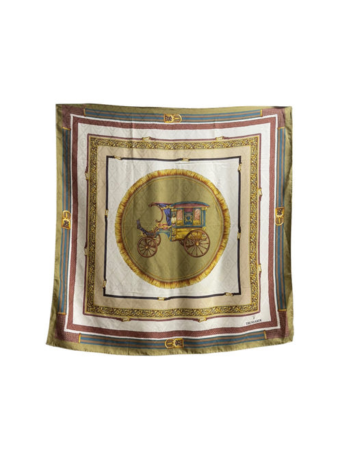 Trussardi Equestrian Carriage Print Silk Square Scarf