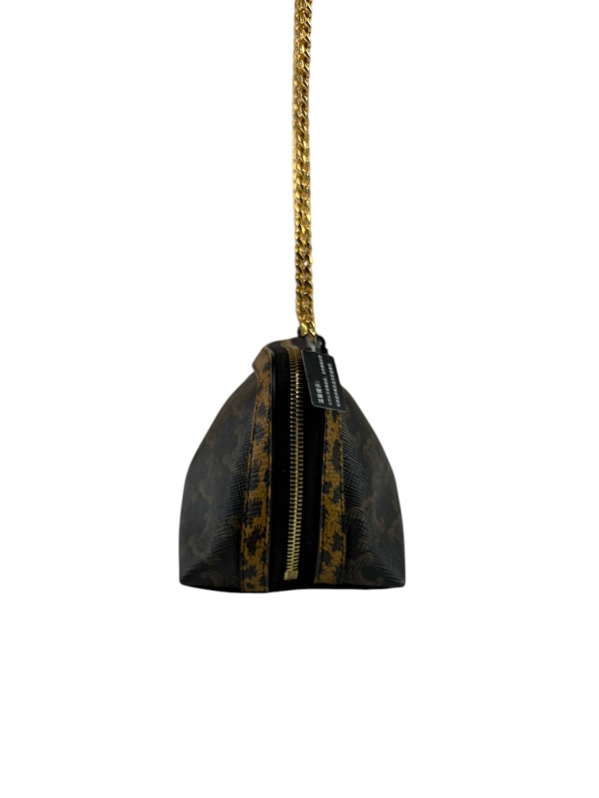 Celine Leopard Print-Trimmed Triomphe Chain Bag