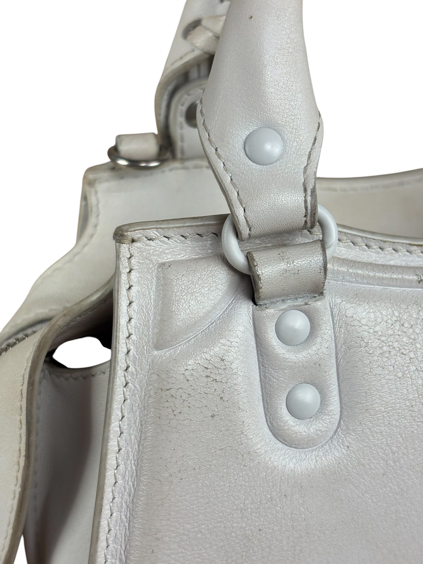 Balenciaga White Leather Neo Classic Le City Two-Way Bag