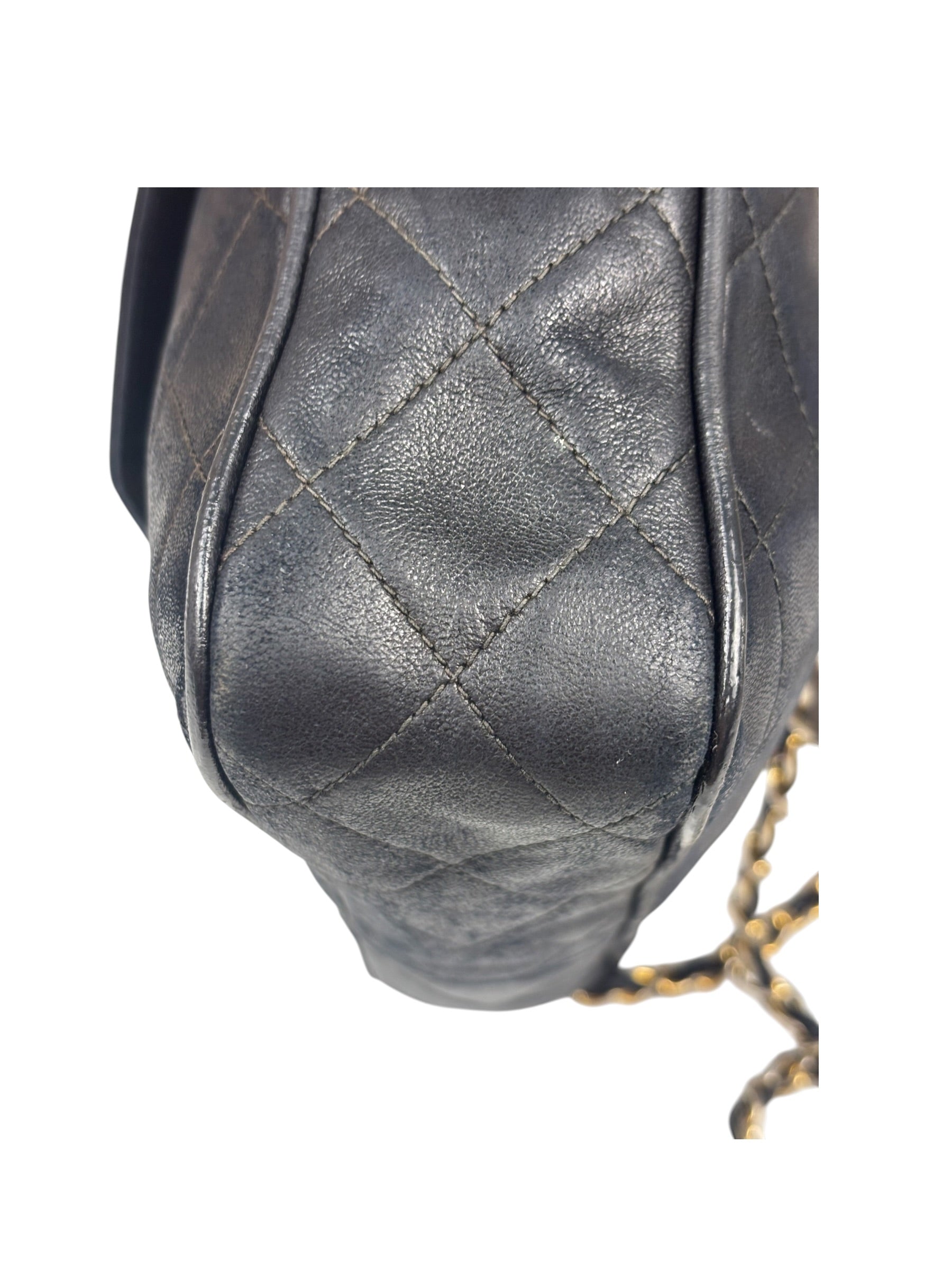 Chanel Vintage Black Quilted Leather CC Camera Bag 1989