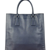 Prada Navy Blue Saffiano Leather Vertical Tote Bag