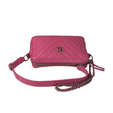 Chanel Pink Chevron Leather Promenade Chain Shoulder Bag 2018