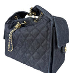 Chanel Navy Quilted Denim/Leather Trim 25 Hobo Bag 2021