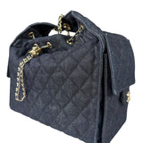 Chanel Navy Quilted Denim/Leather Trim 25 Hobo Bag 2021
