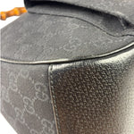 Gucci Black Leather Trim Bamboo Handle Hobo Bag
