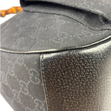 Gucci Black Leather Trim Bamboo Handle Hobo Bag
