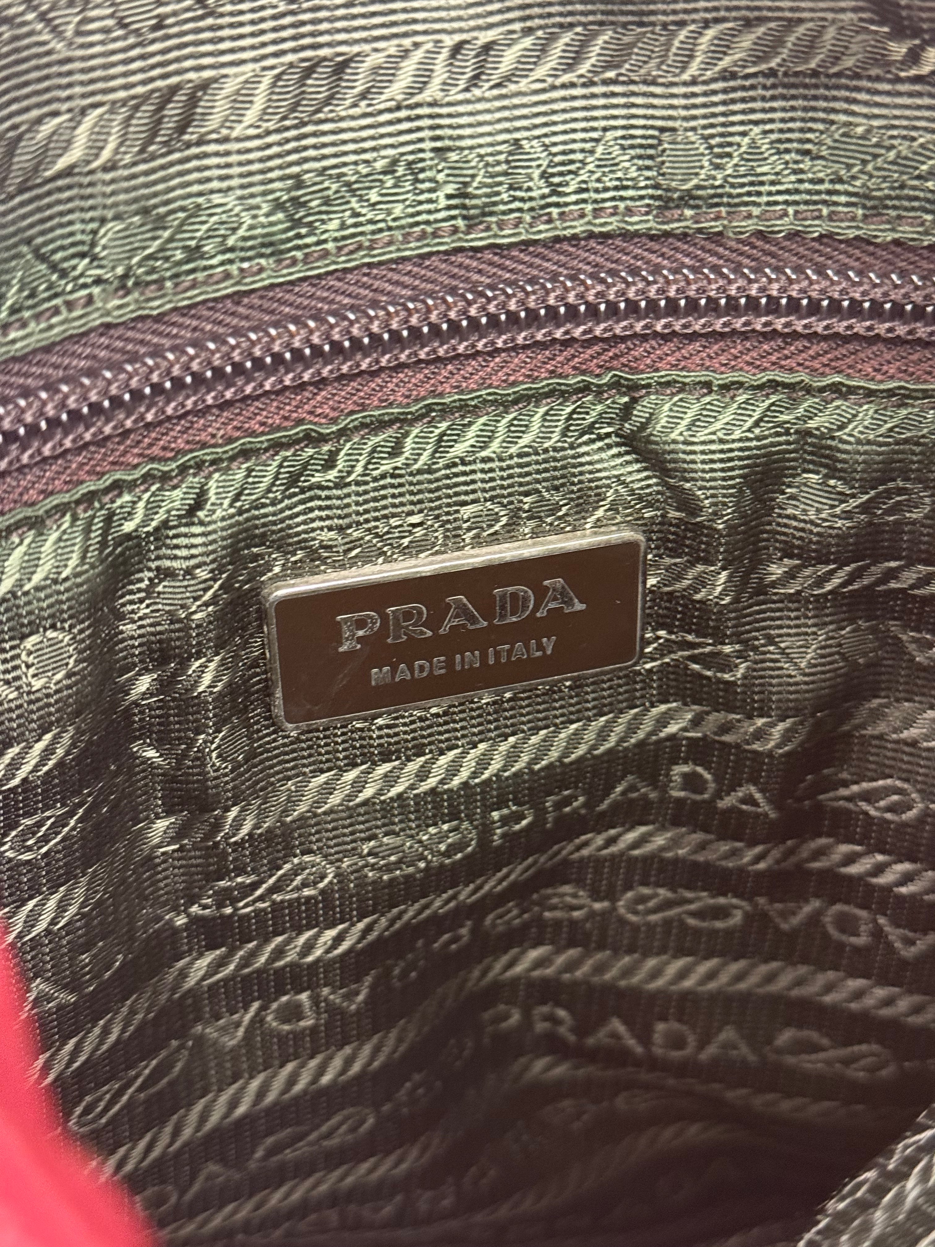 Prada Vintage Red Woven Tweed Zip Tote