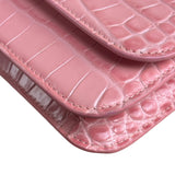 Balenciaga Pink Croc-Embossed Leather Chain B Wallet