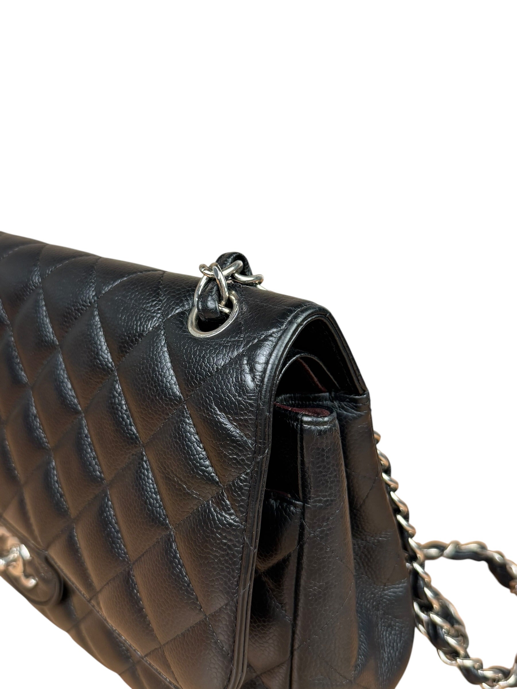 Chanel Black Caviar Quilted Leather Classic Jumbo Double Flap Bag 2011
