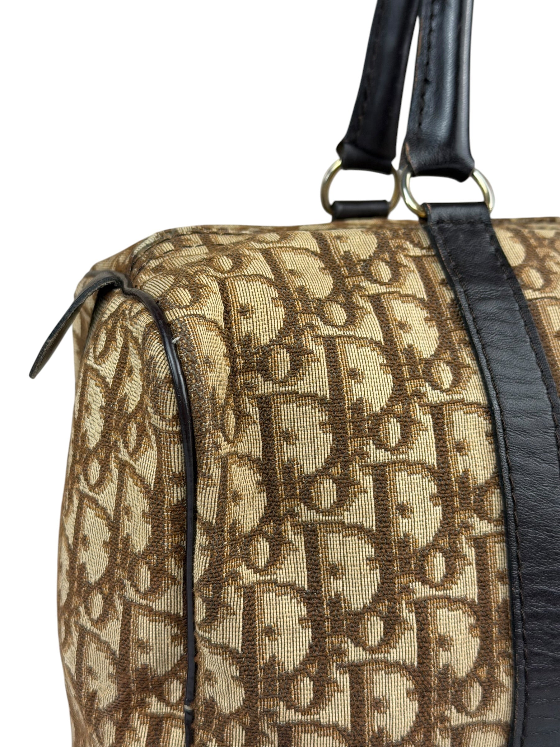 Christian Dior Brown Leather Trotter Boston Handbag