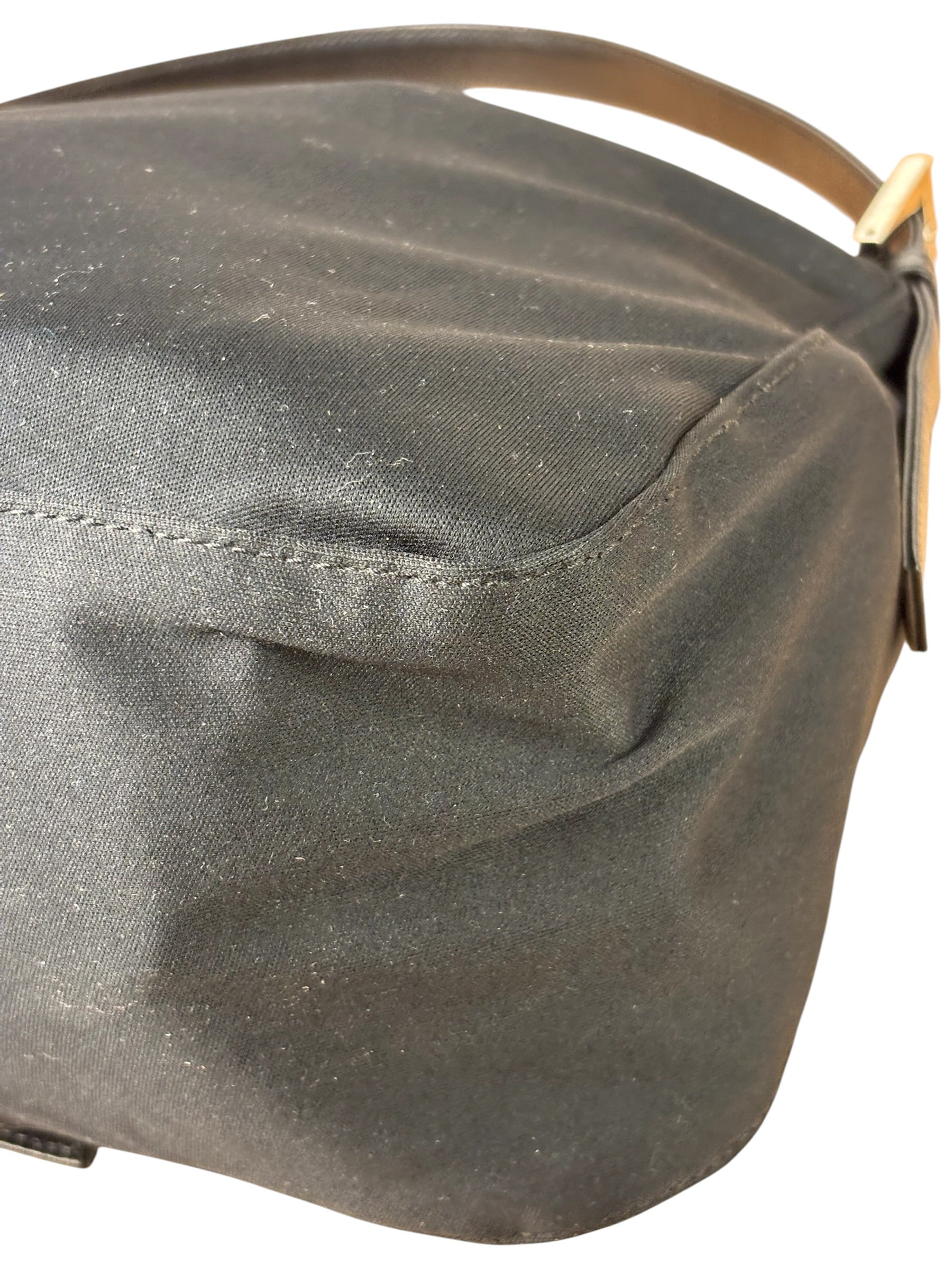 Fendi Black Leather Trim Mamma Baguette