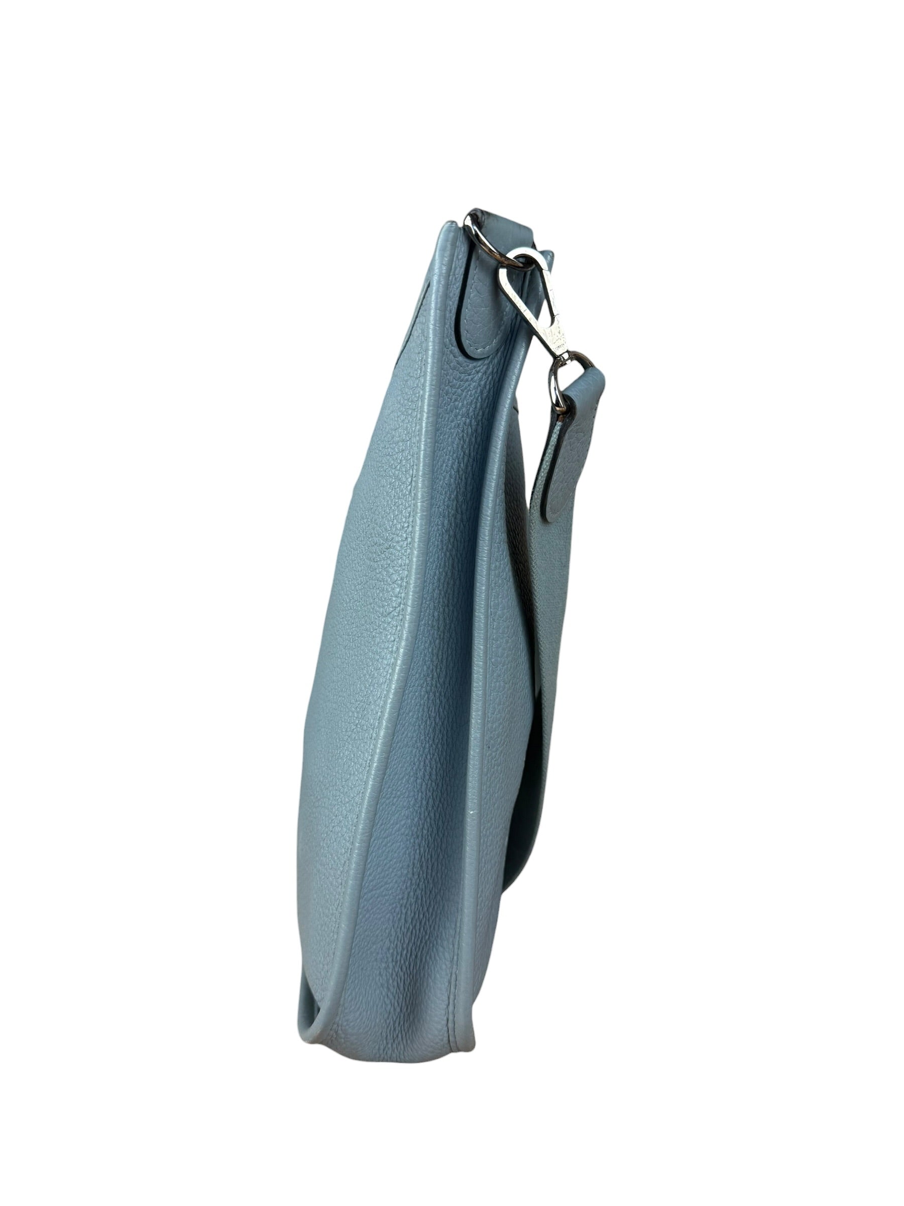 Hermes Evelyne Clemence Light Blue Leather Shoulder Bag