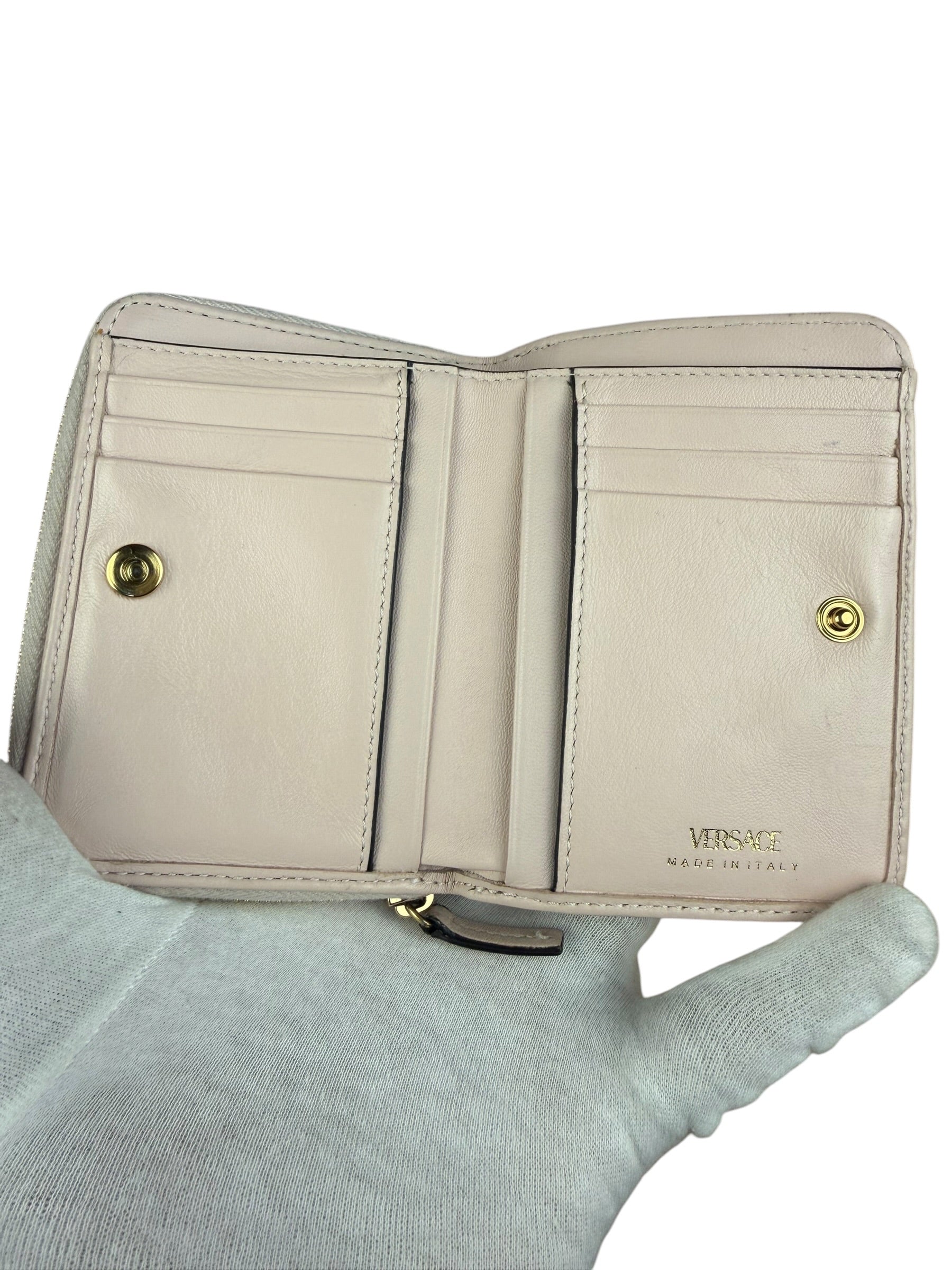 Versace Pink Leather Medusa Quilted Bifold Wallet