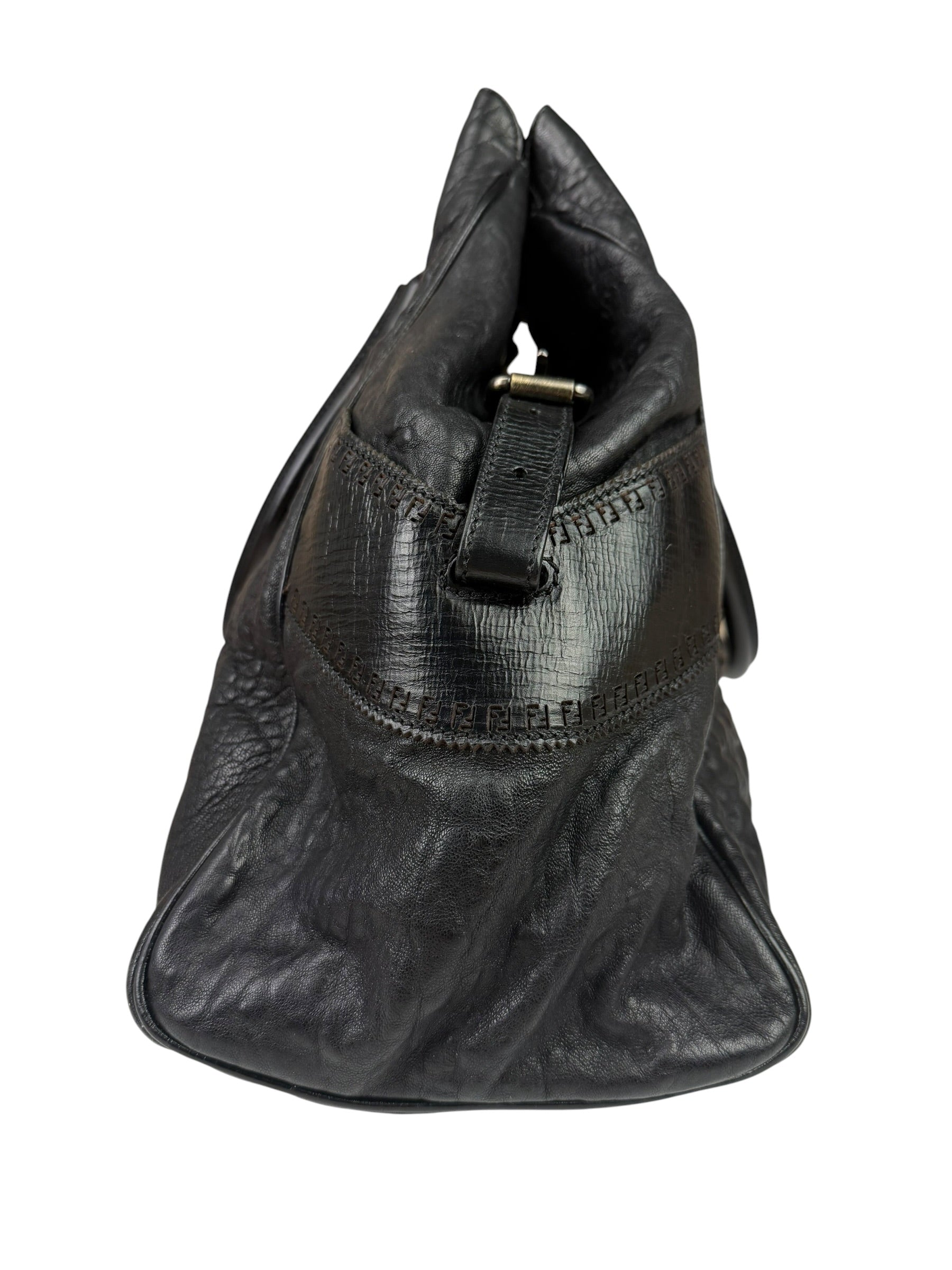 Fendi Black Leather Etniko Du Jour Shoulder Bag