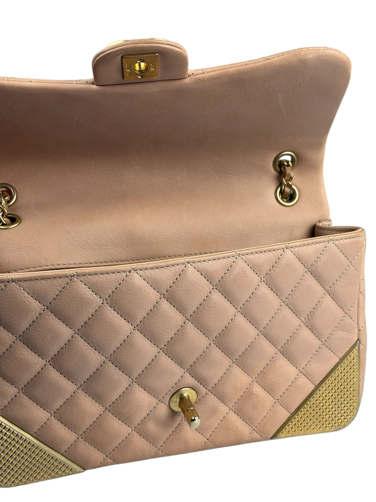 Chanel Blush Pink Quilted Lambskin Rock The Corner Flap Bag 2017