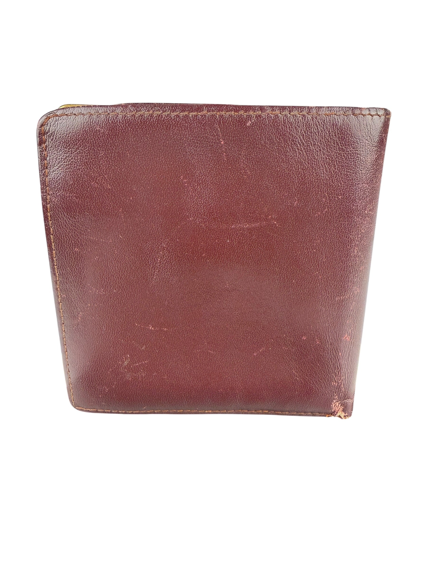 Cartier Vintage Bordeaux Burgundy Leather Bifold Wallet