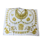 Hermes Ivory Gold Emblem Print Silk Scarf