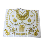 Hermes Ivory Gold Emblem Print Silk Scarf