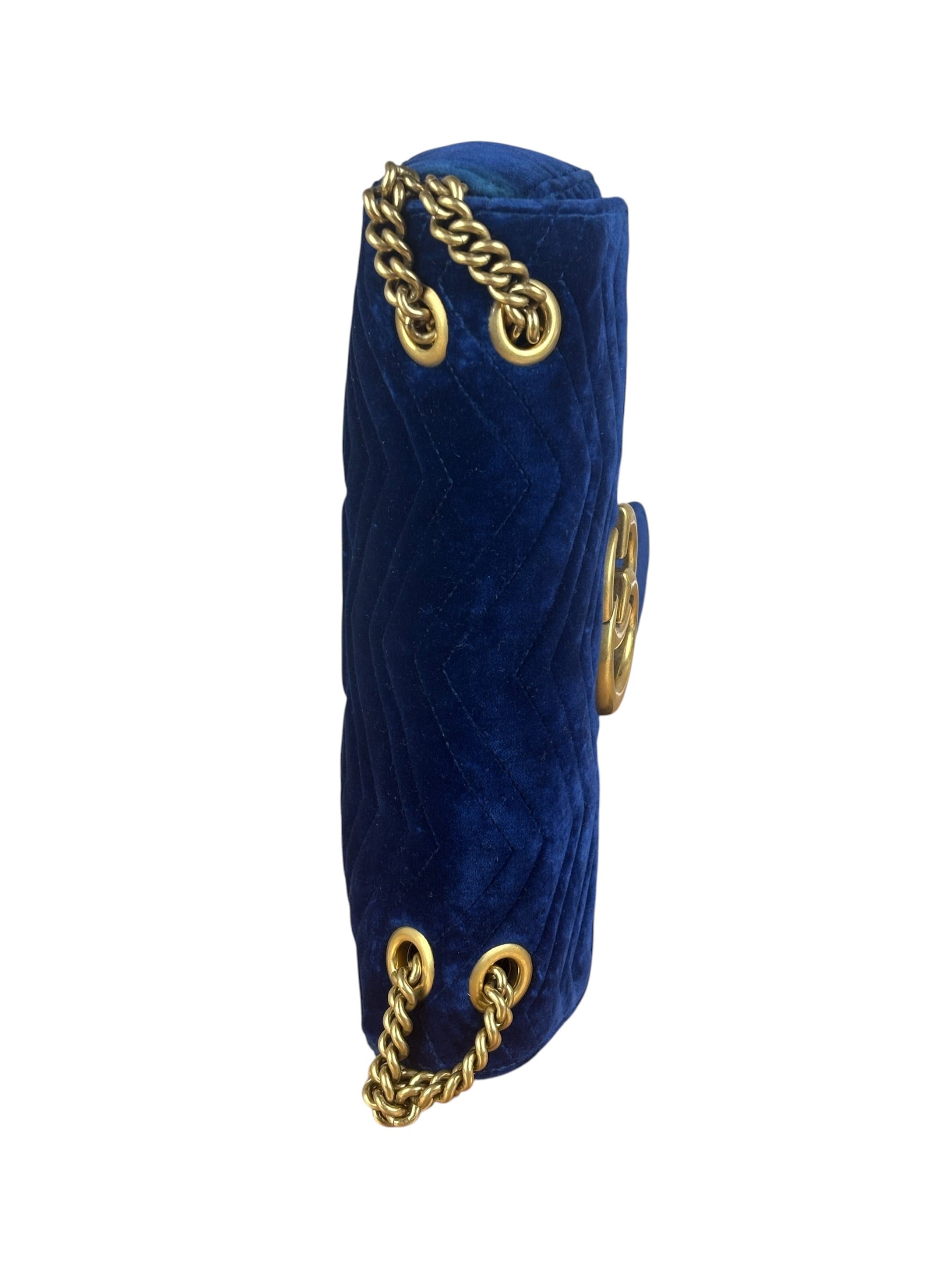Gucci GG Blue Velvet Marmont Shoulder Bag
