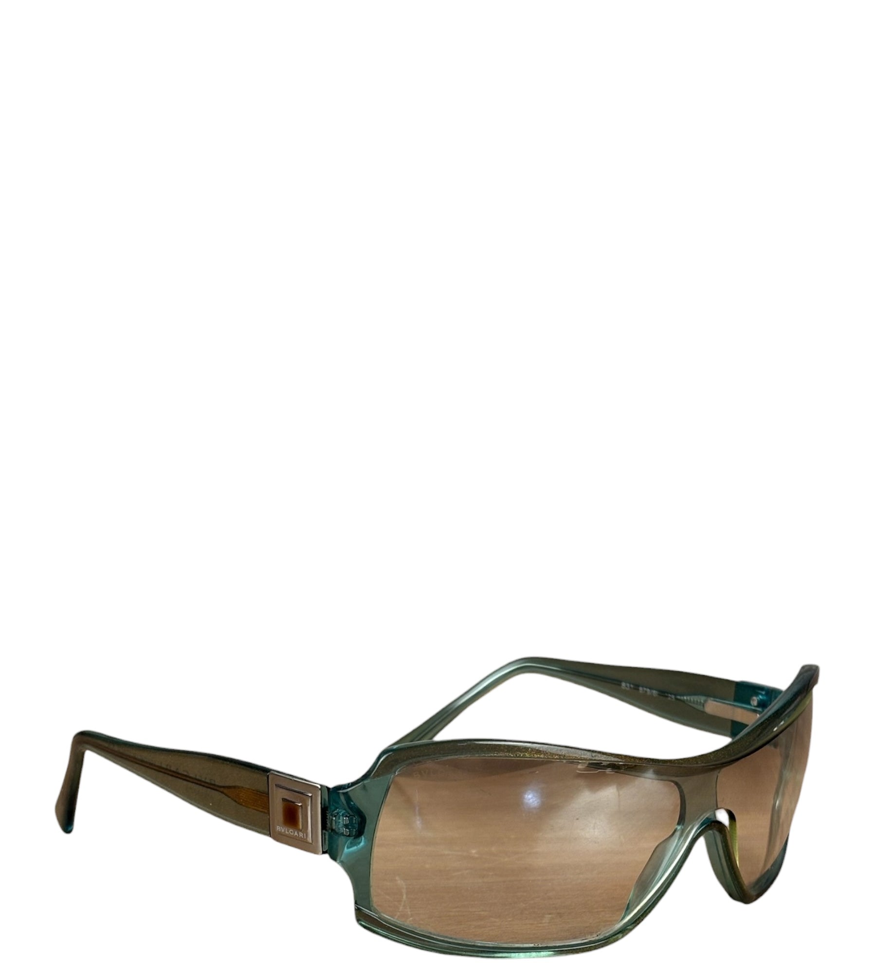 Bvlgari Striking Teal Geometric Temple Sunglasses
