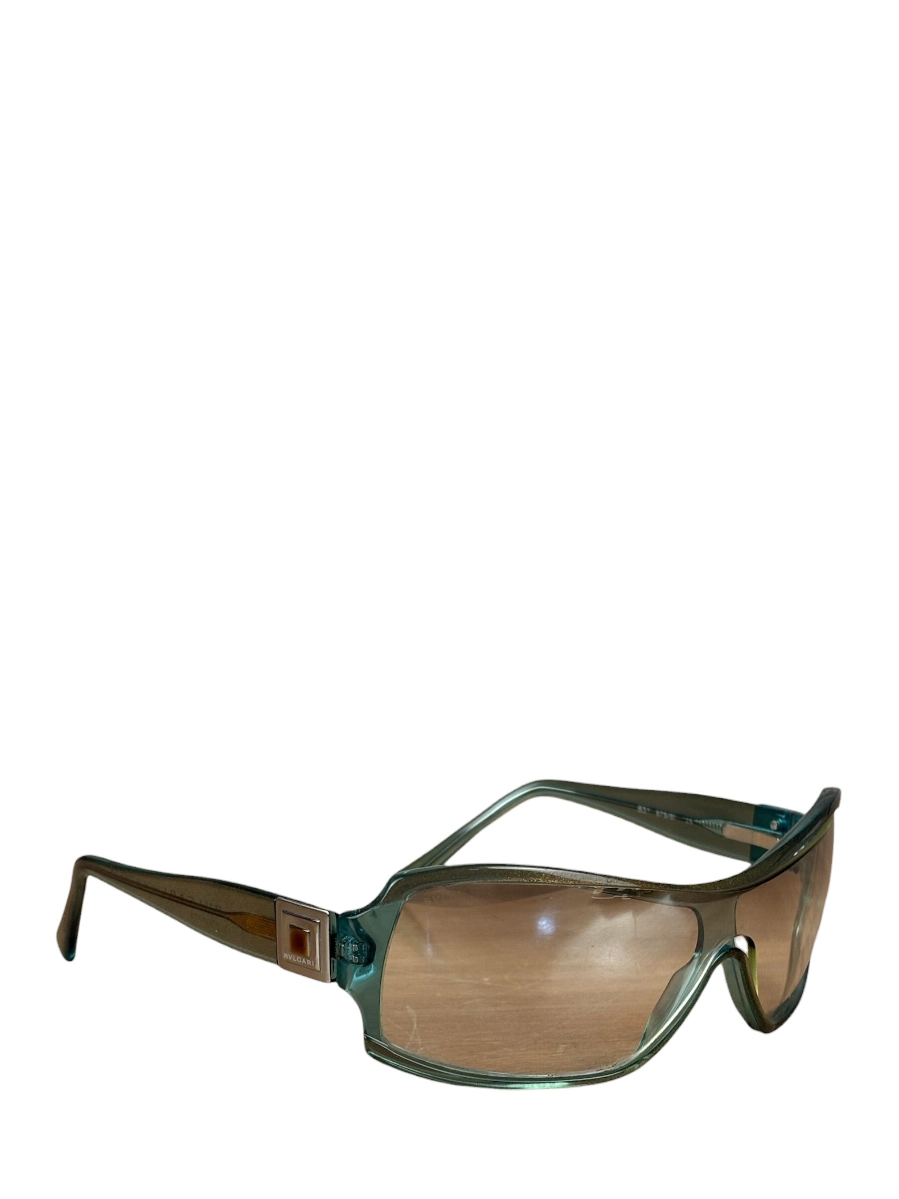 Bvlgari Striking Teal Geometric Temple Sunglasses