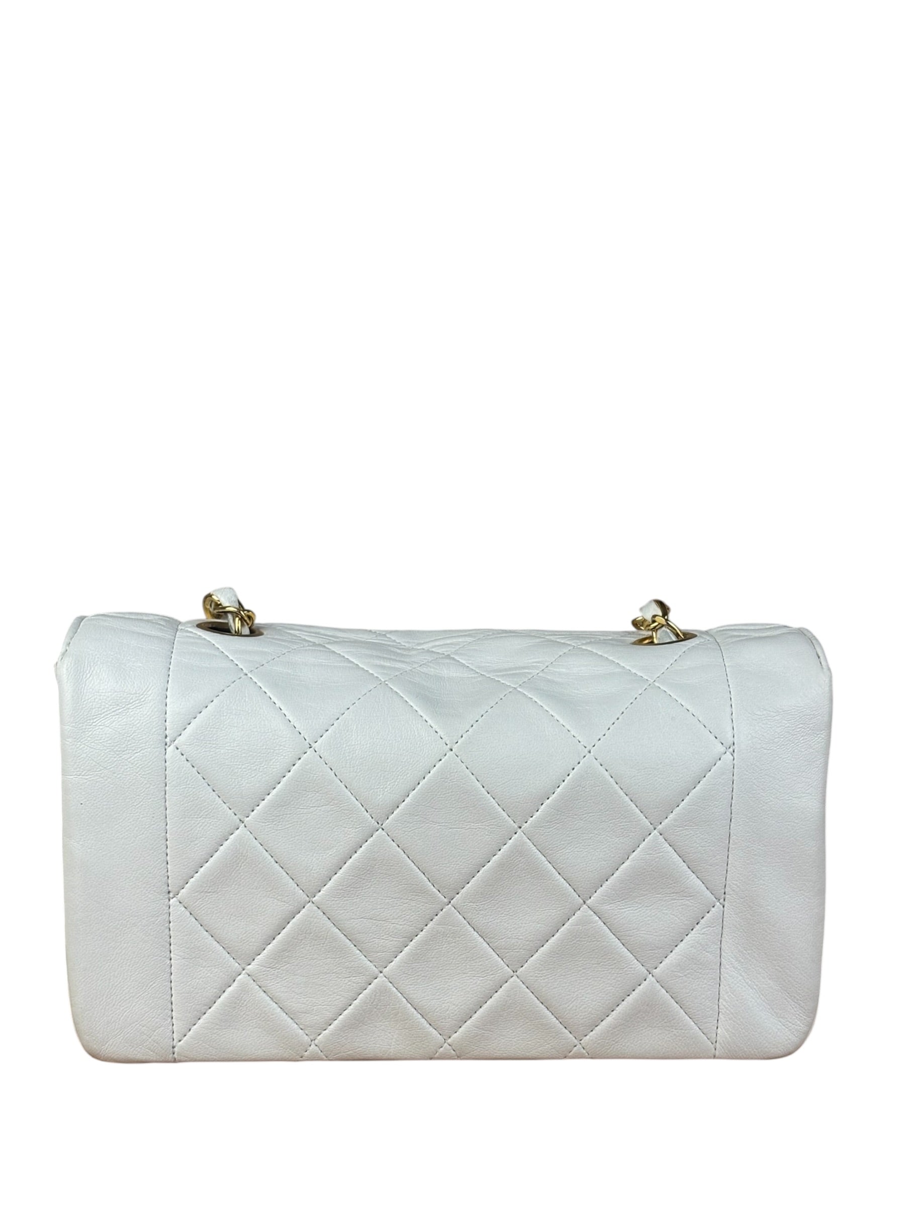 Chanel White Lambskin Diana Bijoux Flap 1992
