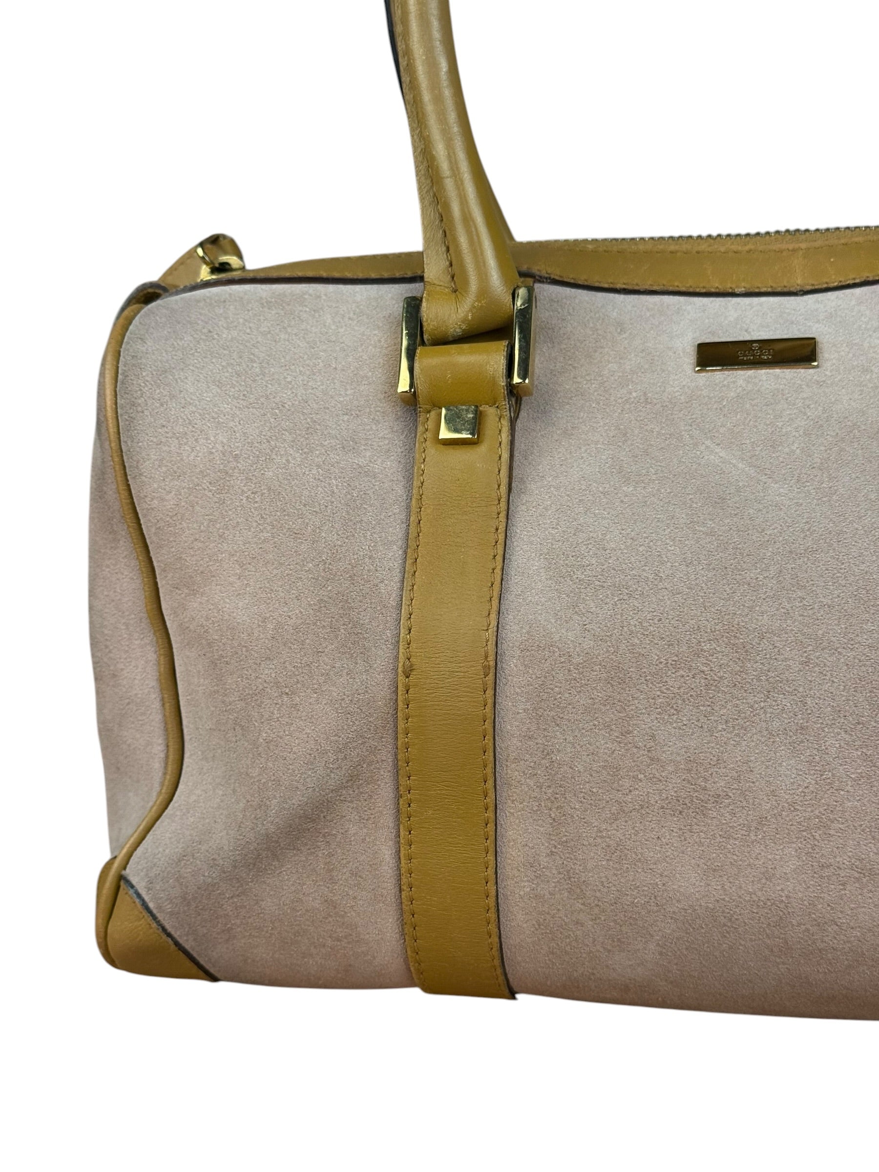 Gucci Vintage Pink Suede Mini Boston Handbag