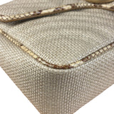 Gucci GG Beige Raffia Marmont Snakeskin Trim Flap Bag