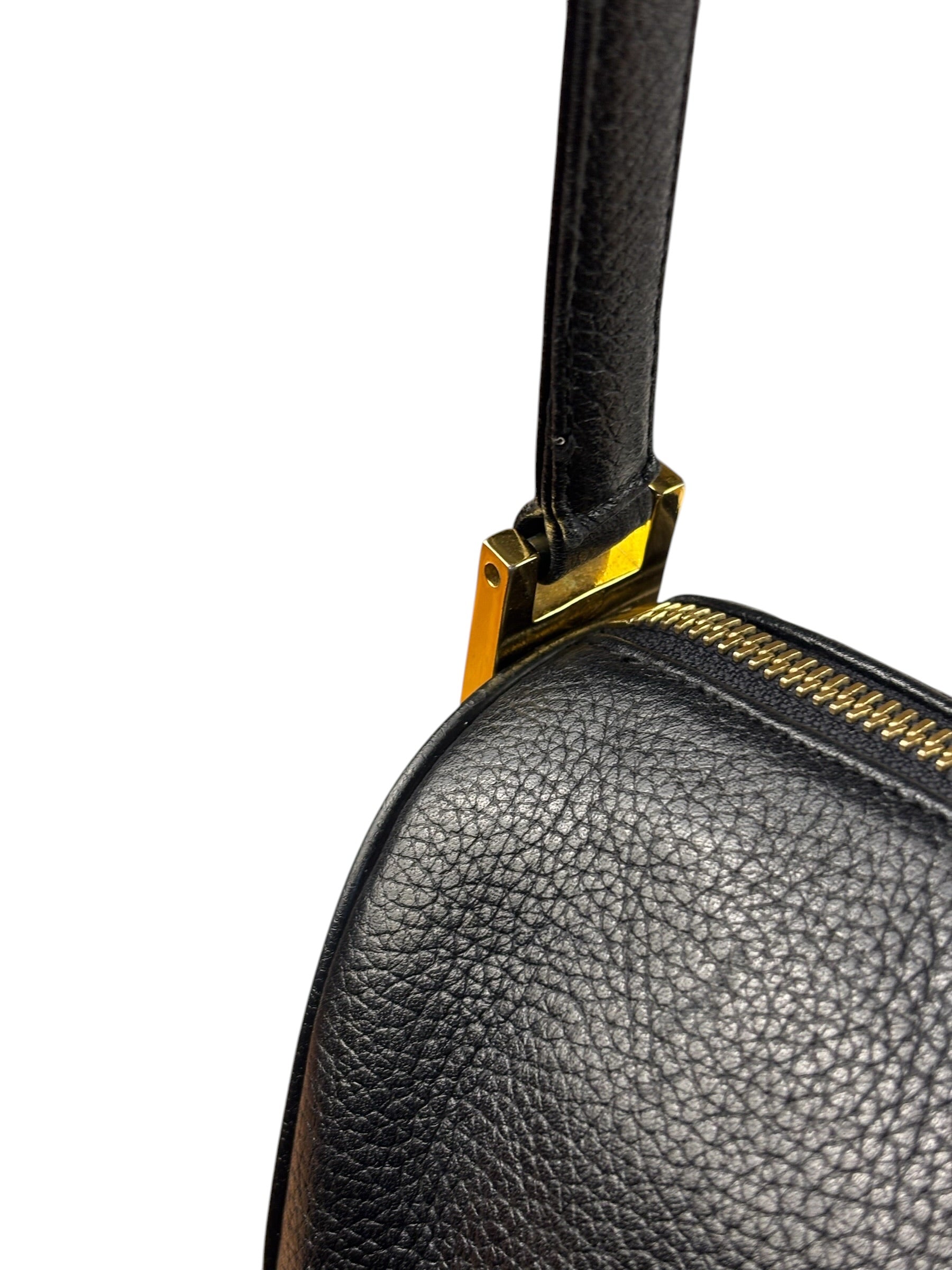 MCM Vintage Black Pebbled Leather Bowler Pochette