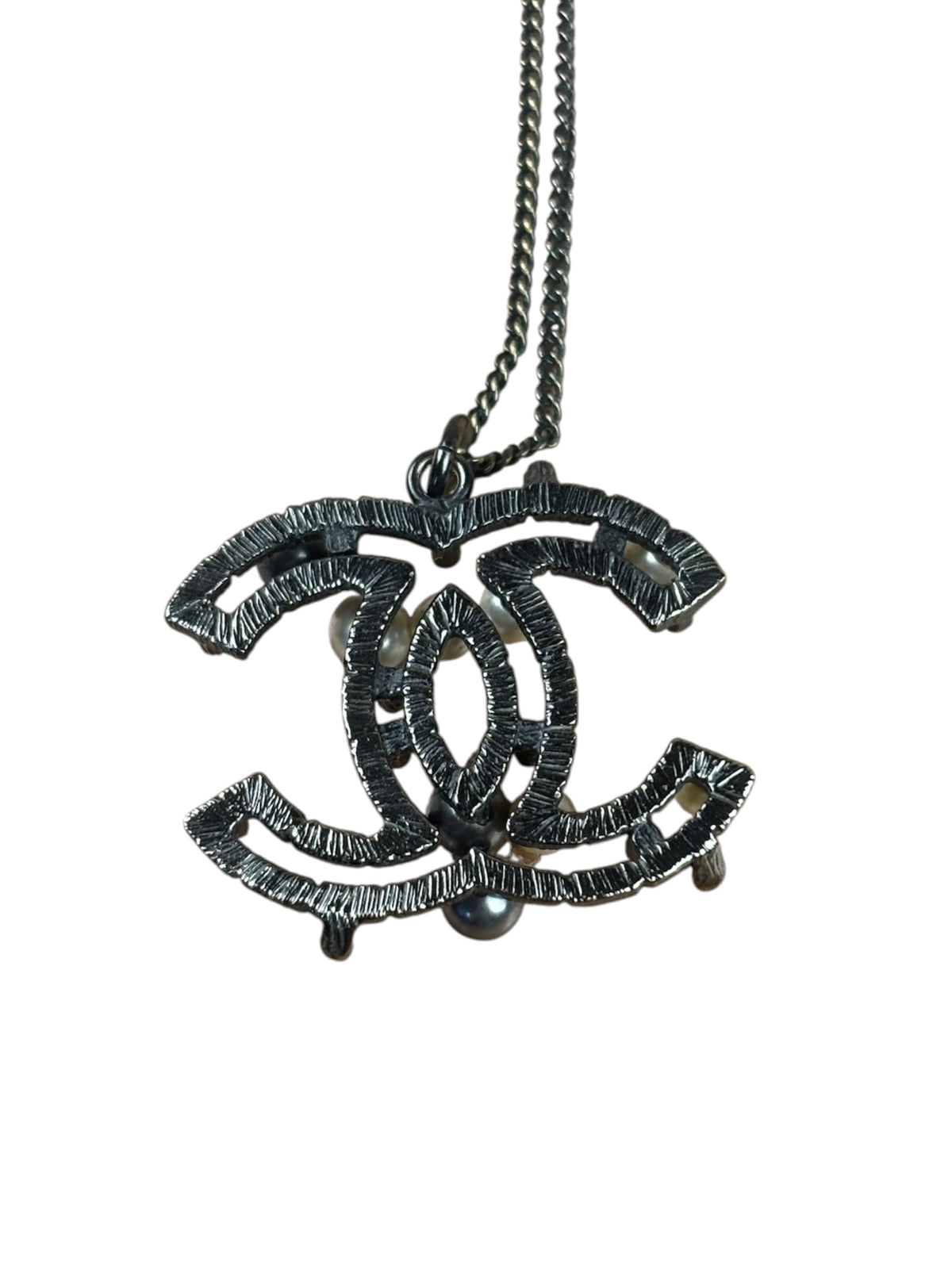 Chanel Interlocking CC Pearl/Crystal Pendant Necklace