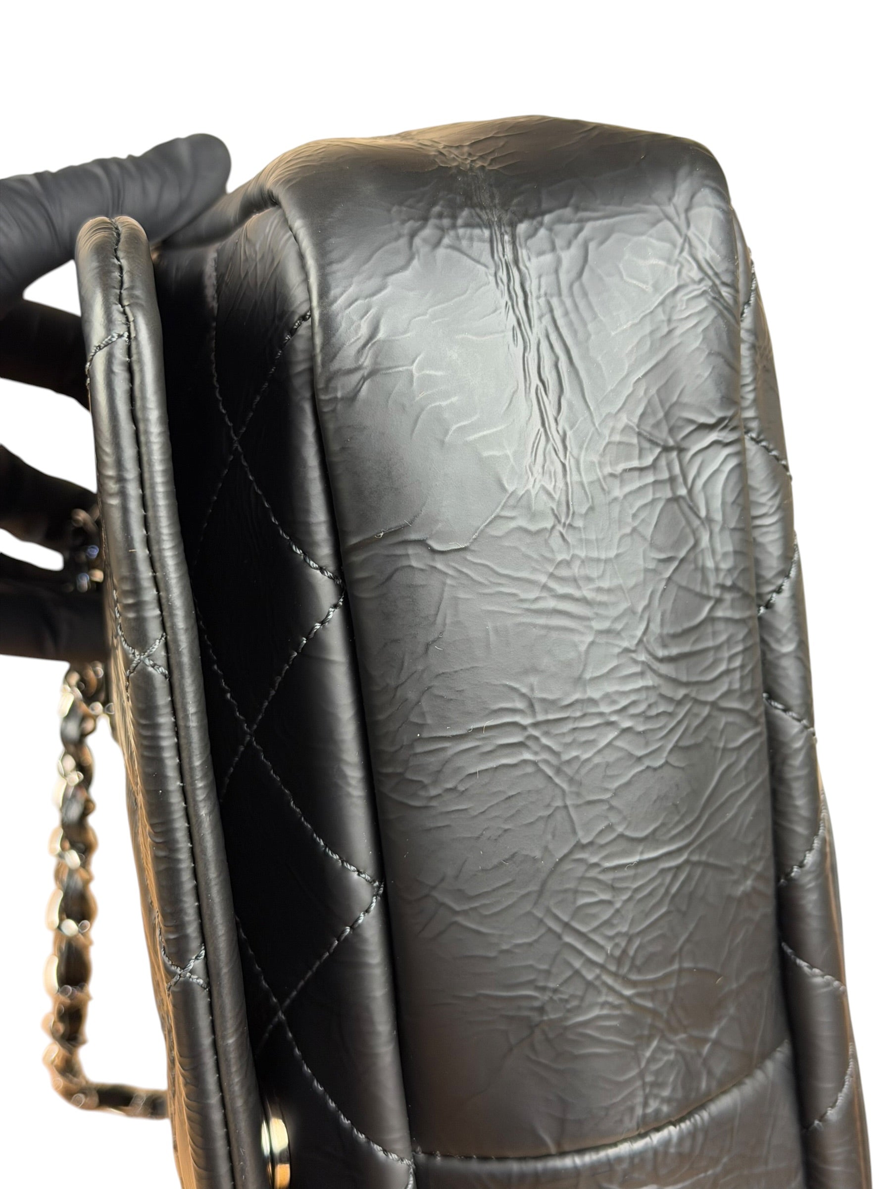 Chanel Black Leather Ultimate Stitch Single Flap Bag 2010