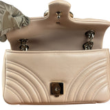 Gucci Pink Beige Leather Marmont Matelasse Small Shoulder Bag