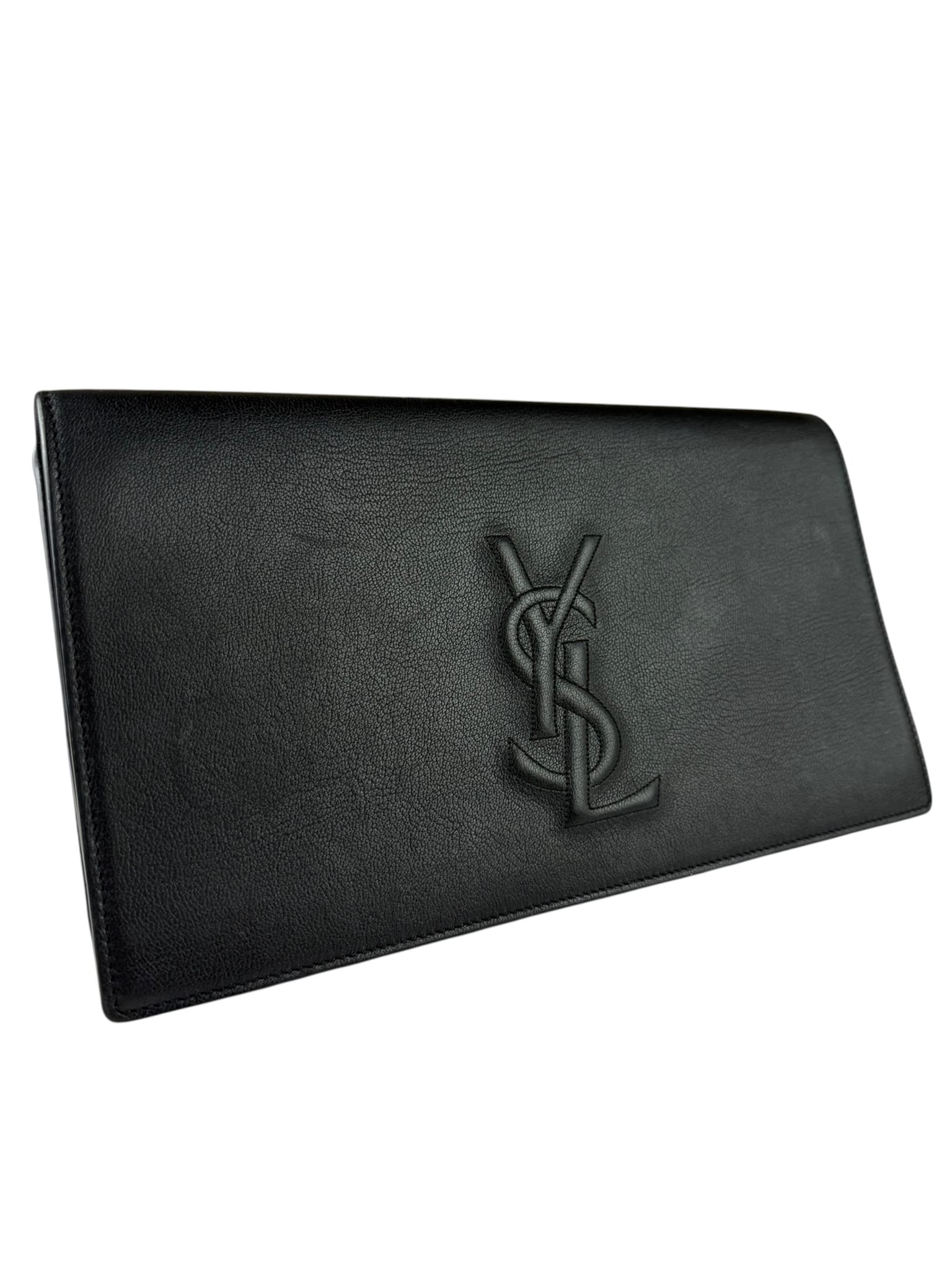 Yves Saint Laurent Black Leather Flap Clutch