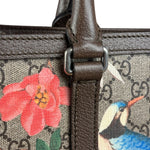 Gucci Brown Leather Trim GG Supreme Tian Vertical Tote Bag