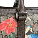 Gucci Brown Leather Trim GG Supreme Tian Vertical Tote Bag