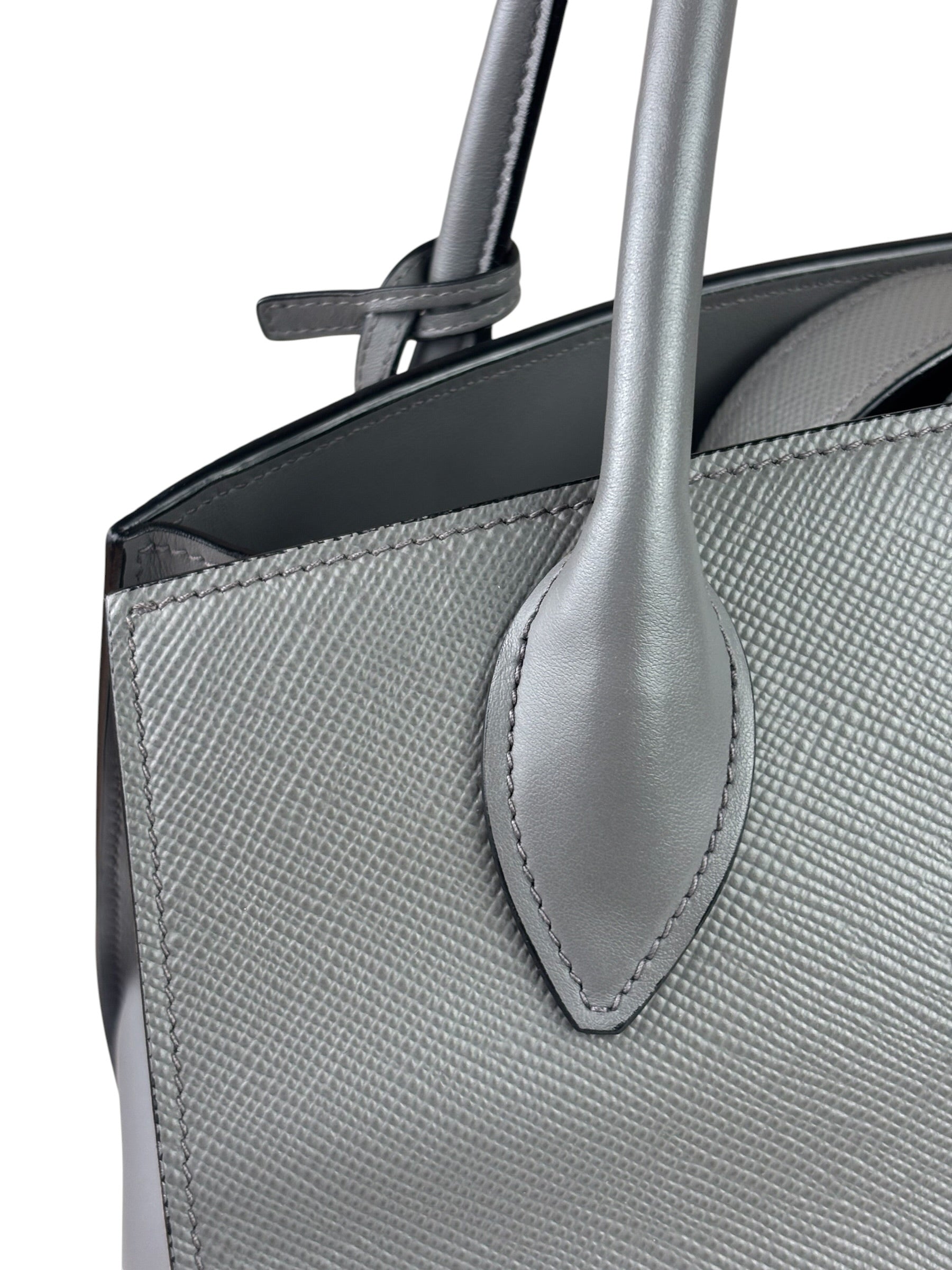 Prada Grey Saffiano Leather Two-Way Tote