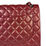 Chanel Burgundy Quilted Leather Jumbo Classic Double Flap Bag 2011