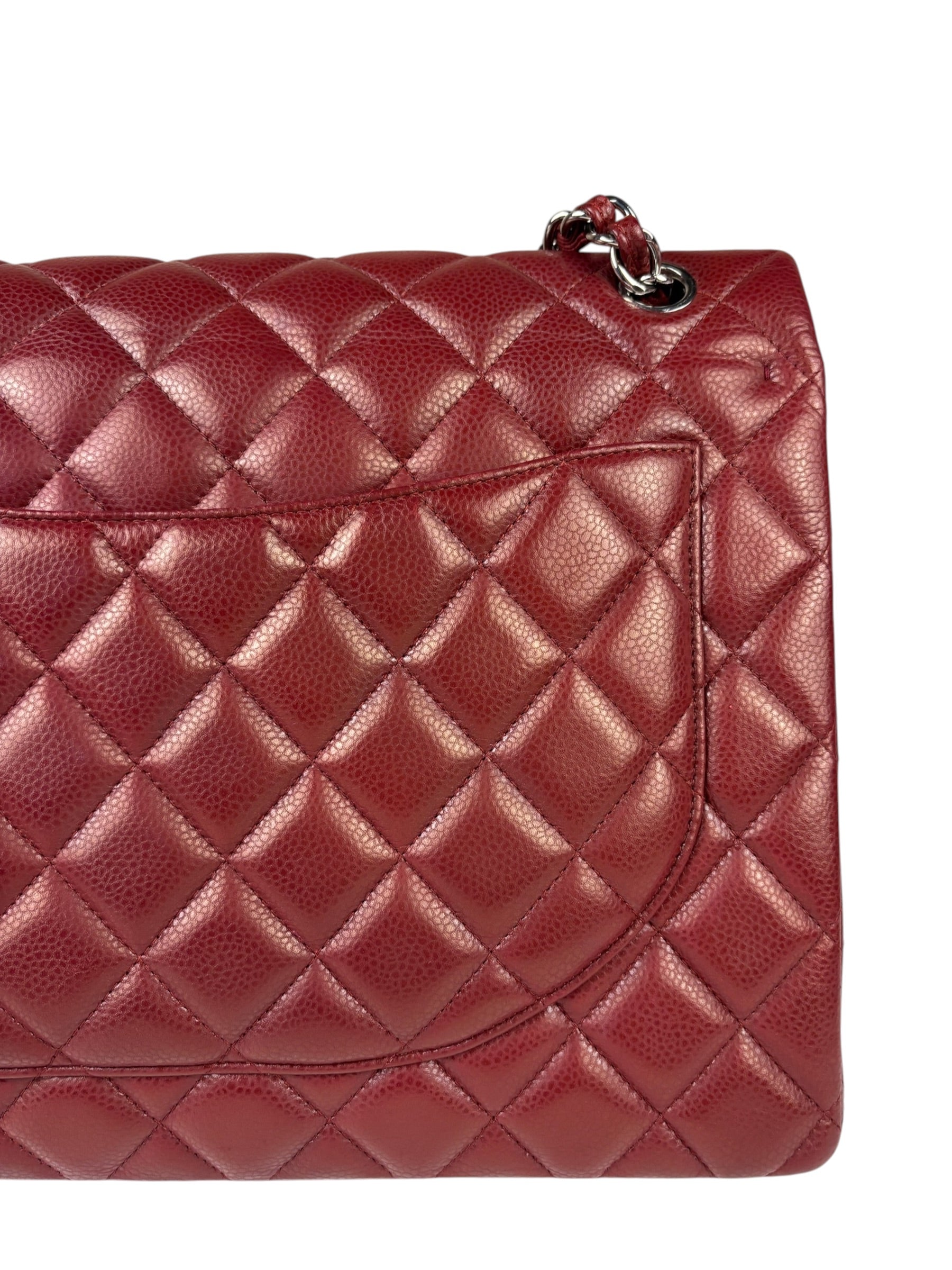 Chanel Burgundy Quilted Leather Jumbo Classic Double Flap Bag 2011