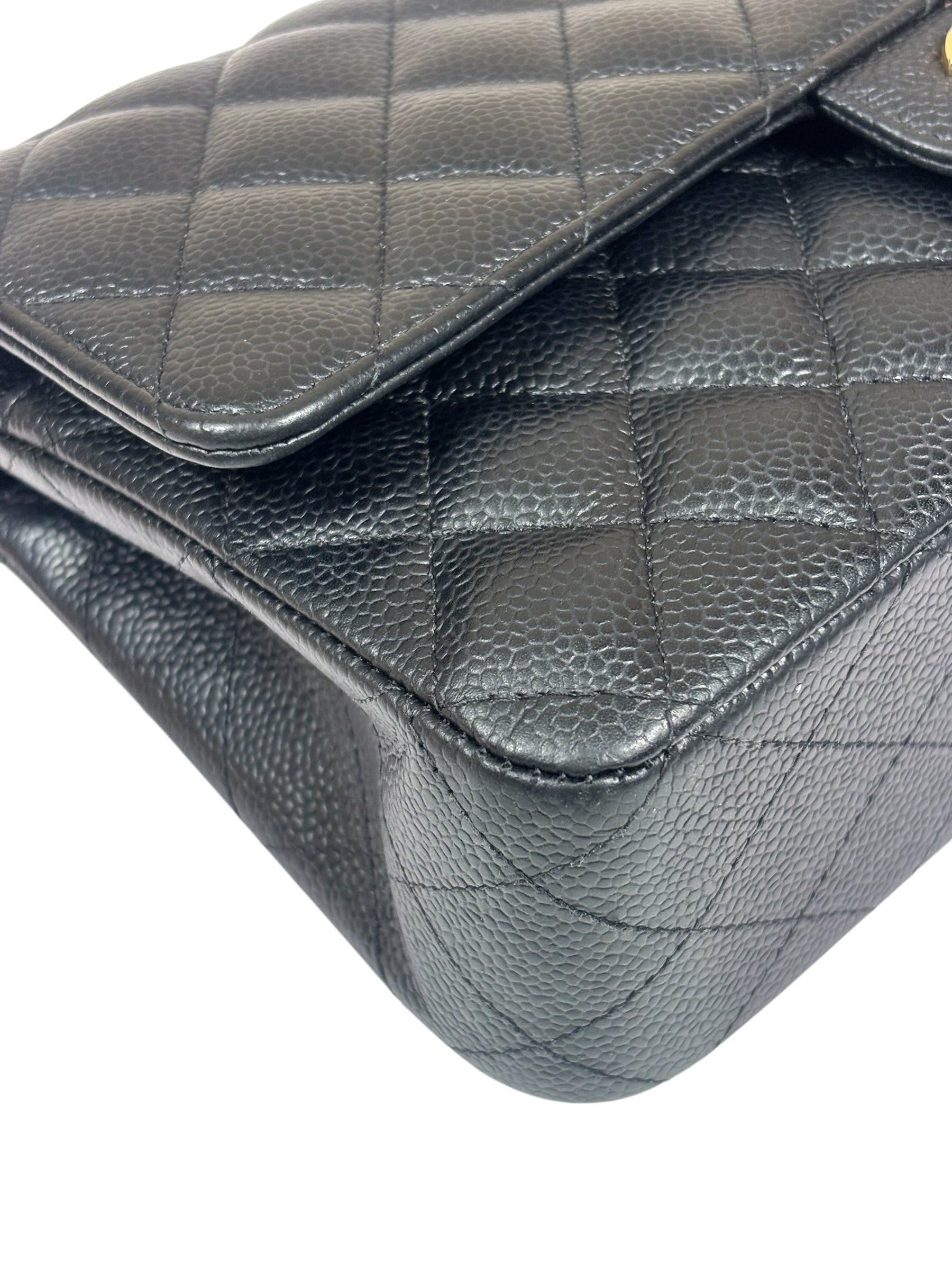 Chanel Black Quilted Caviar Double Flap Bag 2012