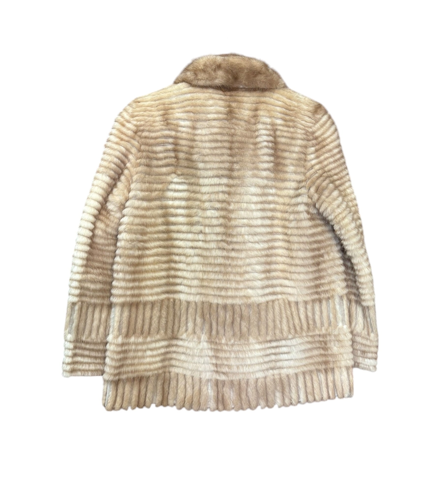 Vintage Stripped Ivory Mink Fur Coat