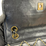 Chanel Vintage Navy Blue Leather Wild Stitch Surpique Flap Bag 2001