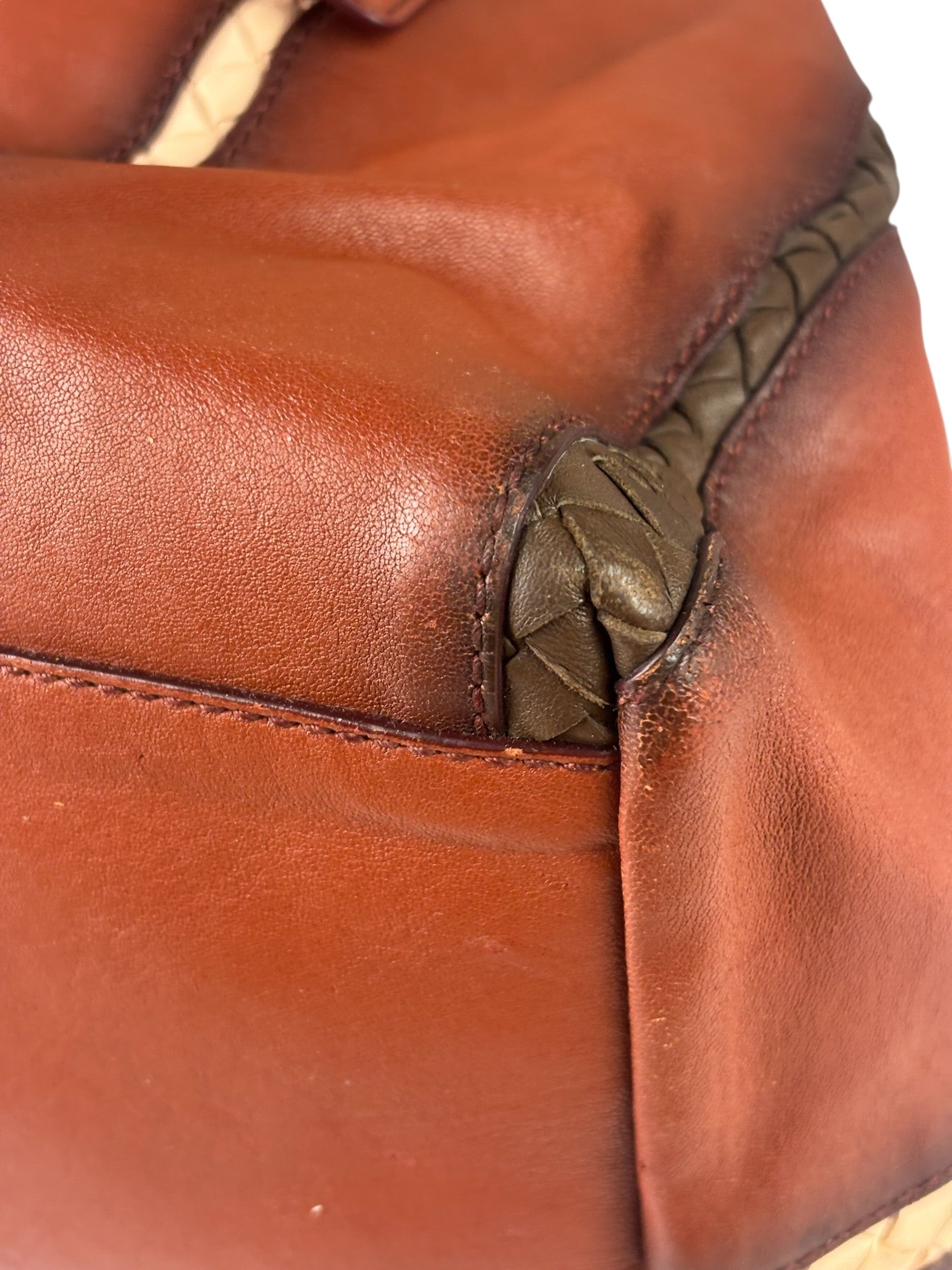 Bottega Veneta Brown Leather Intrecciato Trim Cesta Tote